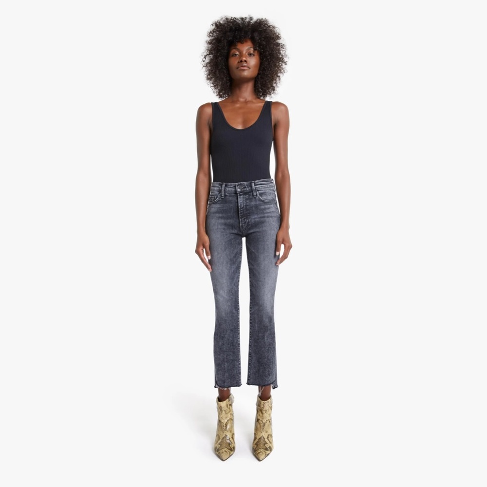 MOTHER Insider Crop Step Fray Jeans in TRAIN STOPS SIZE 30